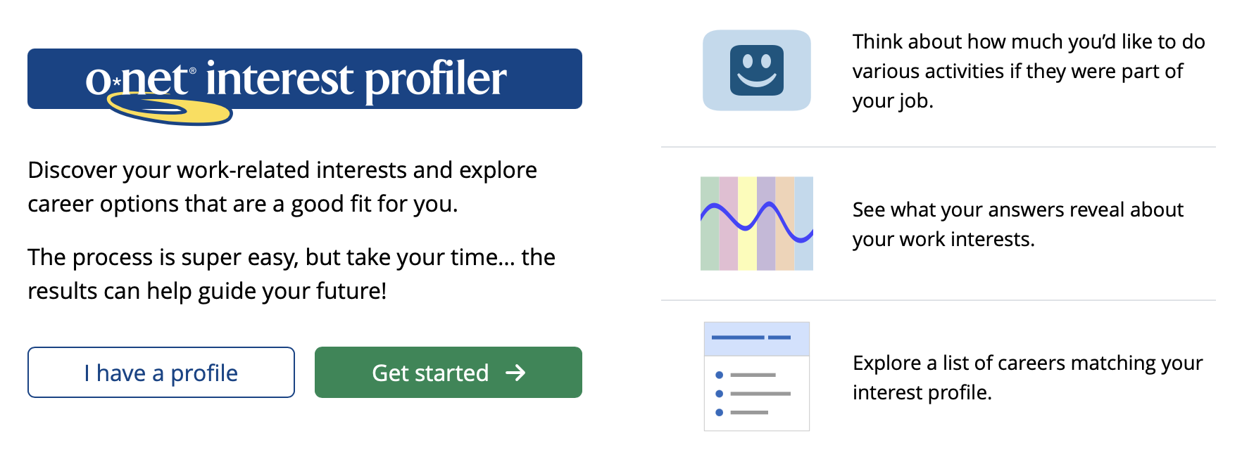 Screen shot of Interest Profiler widget
